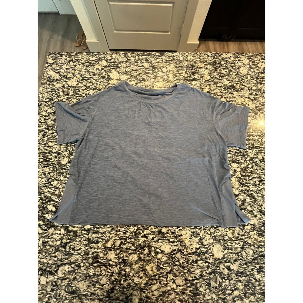 Fit Collective Womens XL Blue Space Dye Short Sleeve Activewear T-Shirt WX54477